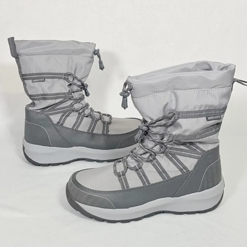 Lands End Women's 8 B Gray Squall Quilted Slip On Insulated Winter Snow Boots